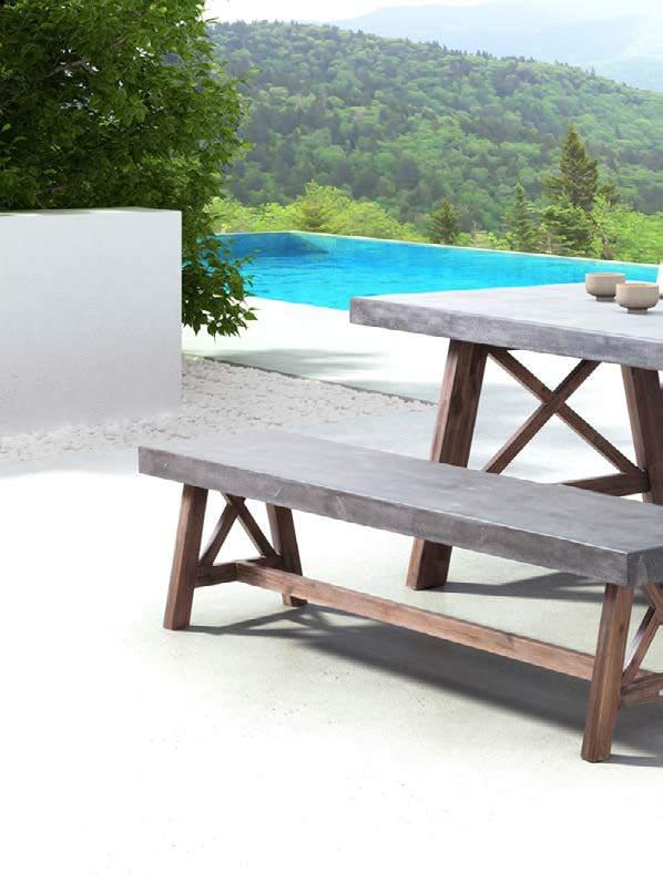 FORD DINING TABLE 703594 Cement & Natural Poly-cement & Acacia Wood