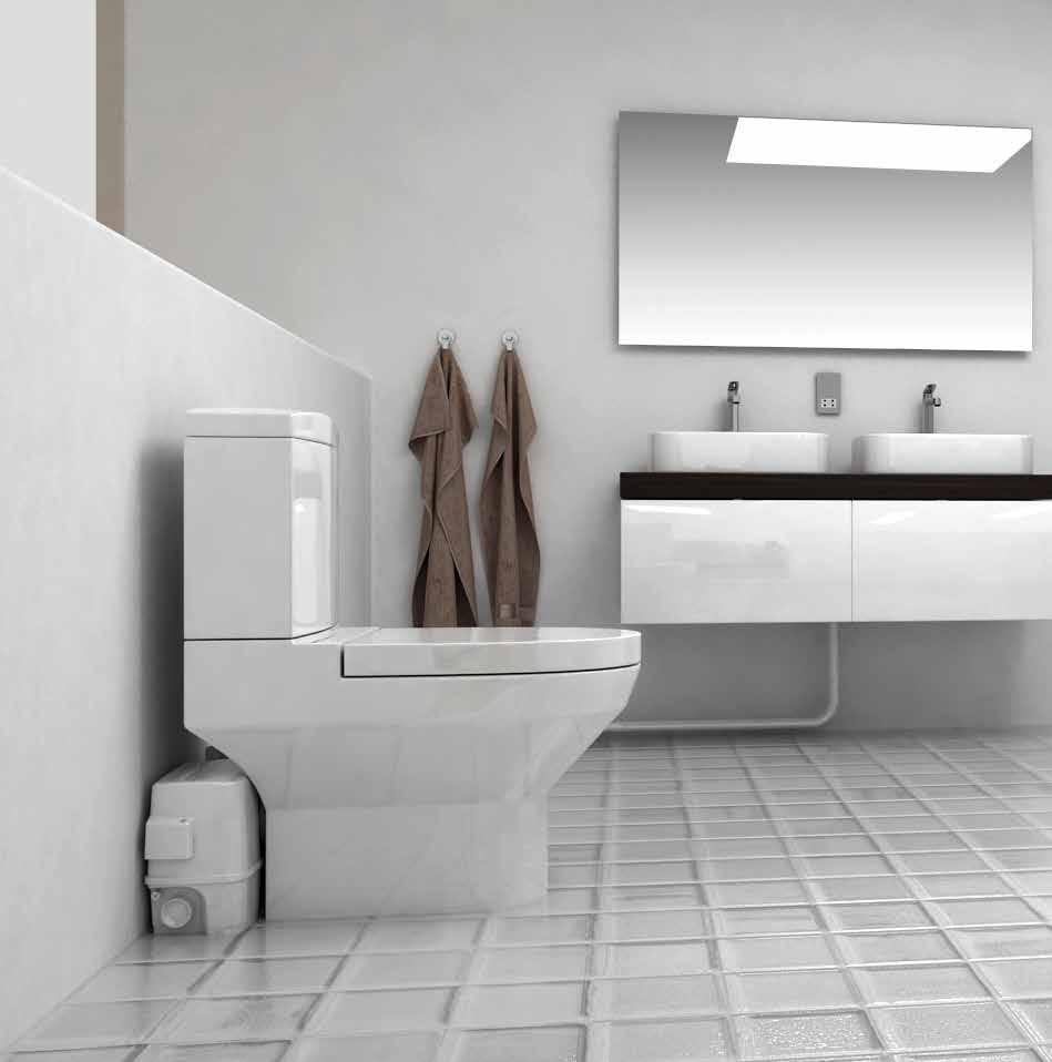 14 GRUNDFOS MACERATORS & WASTE WATER REMOVAL INSTALL A BATHROOM ANYWHERE The SOLOLIFT2 range of macerators lets you install a toilet or bathroom even in places
