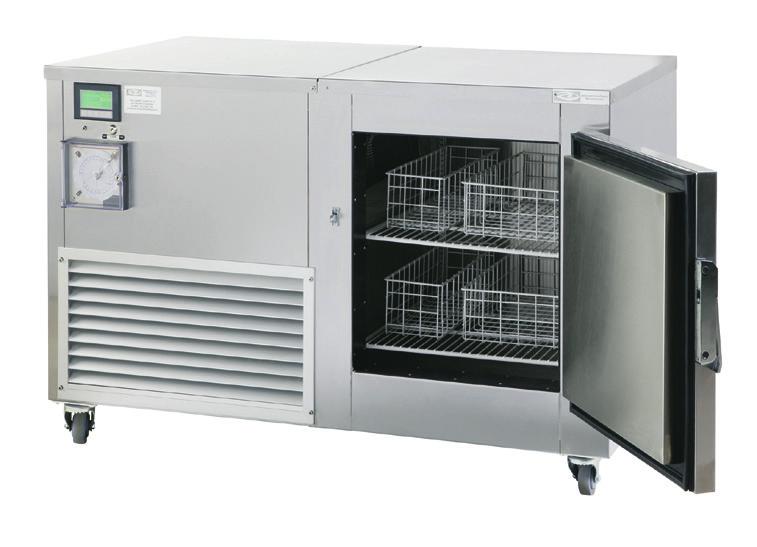 The cooling evaporator is fan forced with reverse cycle defrost (chest freezer is manual defrost).