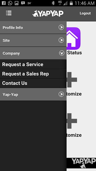 My info You can upload a photo of yourself Sites Provides a list of the sites / alarms loaded activated on YAPYAP Site Tab My Roles Allows you to edit the and customise the services / notifications
