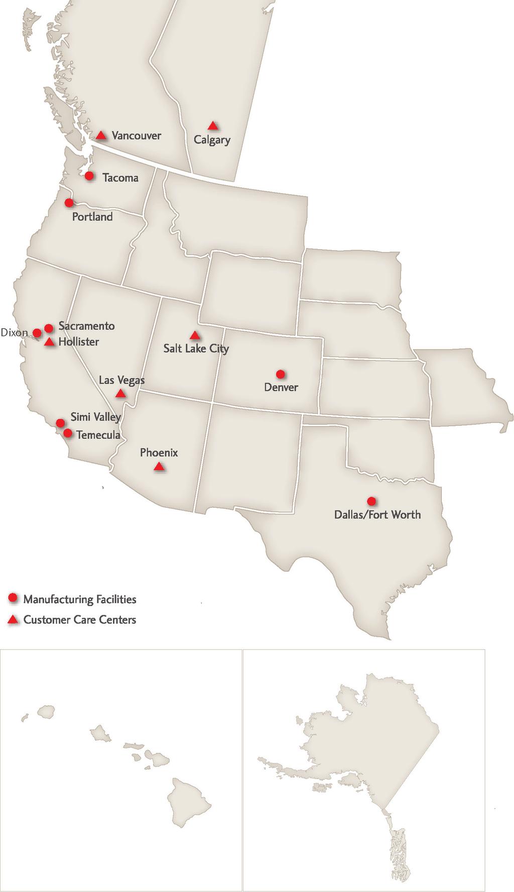 Milgard Windows & Doors is proud to serve the Western U.S. and Canada with over a dozen fullservice facilities and customer care centers.