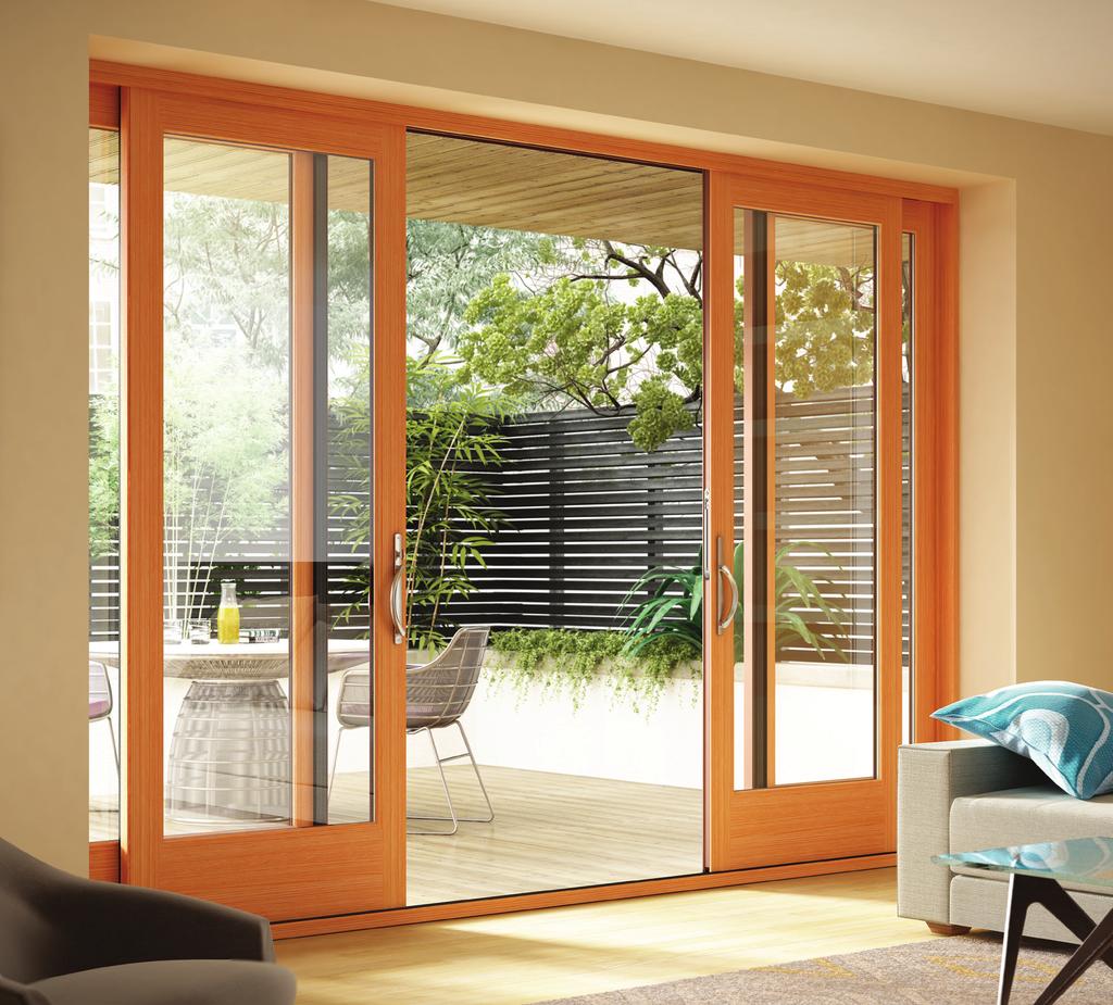 Patio Doors Our Highest Quality Sliding Door On the outside, the Essence Series patio door features a fiberglass exterior available in 16 powder-coated colors.