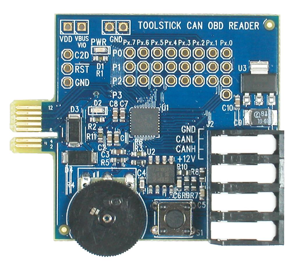 6. Using the Reference Design as a Development Platform The CAN OBD ToolStick Daughter Card also serves as a functionally complete development platform for the C8051F50x devices.