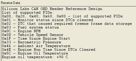 in hex format ; - end of the command The request for PID 0x5C in mode 1 will return the engine oil temperature.