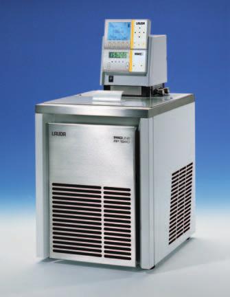 The RP 845 C works at a temperature range between -50 and 200 C and, at 20 C, has a cooling capacity of.6 kw. The RP 3530 C has a particularly large bath for internal sample thermostating.