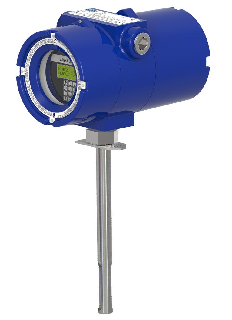 TECHNICL SPECIFICTIONS Insertion Flow Meter Series 454FTB-WGF The Kurz WGF single point insertion flow meter for condensing gas environments includes the qualities and features found in all Kurz