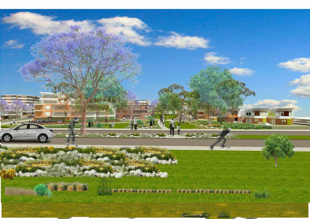 6 Artists impression looking from Daglish to the Parkland Precinct A lower rise precinct with single lot town houses.