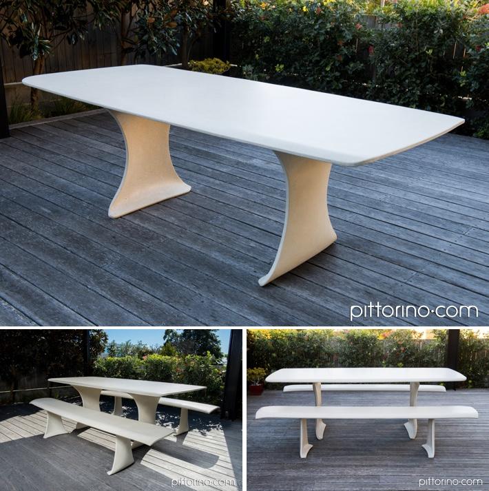 Signature polished concrete table and benches in white. WHAT MATERIALS DO YOU WORK WITH? I now specialise in timber and concrete.