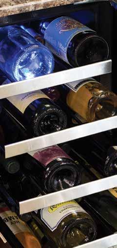 Wine Cellars 18 24 bottles total (6) 4-bottle smooth-glide wine racks 14⅞" W x 33¾" minimum H x 25⅝" D (including handle) Wood Overlay 15" Marvel Professional High-Efficiency Single Zone Wine Cellar