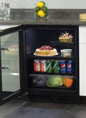 Low Profile Beverage Centers Stainless Frame, Glass Door With Lock, Stainless Frame, Glass Door With Lock, Up to 7 wine bottles Up to (95) 12-oz cans MA24BRG3RS MA24BRG3LS (1) full-width 60/40 Split
