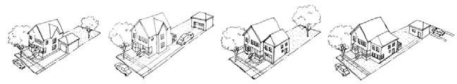 14 City of Vaughan Design Standards Review Figure 3: House and garage relationships, plan Figure 4: House and garage relationships, axonometric 1.3.1.8 Development Community Meetings A