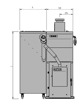 Boiler with left/right hand hopper Front