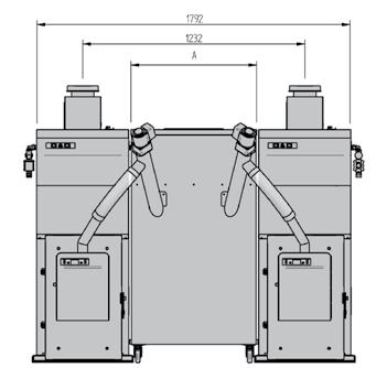 Grant Spira 12-52kW, 15-62kW and 18-72kW Boiler with double hopper Front view Side view Rear view Dimensions (mm) Grant Spira model A B 12-52kW with double hopper 616 1120 15-62kW with double hopper