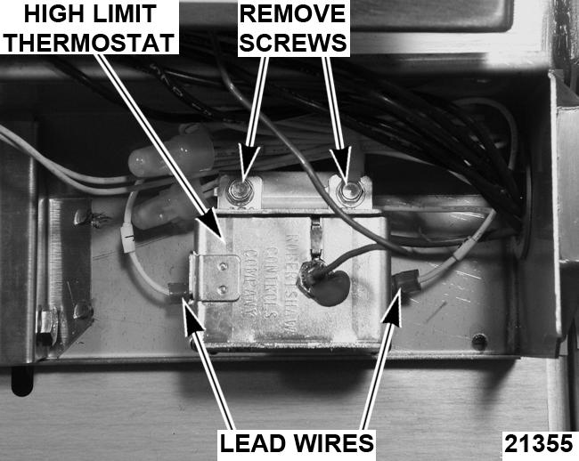 Disconnect high limit lead wires. 6. Remove grommet from the element head assembly. 7.