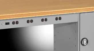 Workbench Accessories Electronic Outlet Panel for Panel Leg Units Provides mounting plate for four duplex outlets on panel legs.