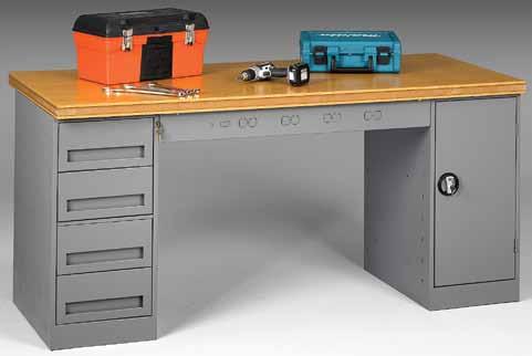 Workbenches with Modular Units These 24" deep modular units come in either a cabinet or drawer style. They can be used separately or to support one of our standard tops.