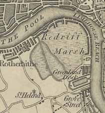Rotherhithe in 0, before development began in 0 under