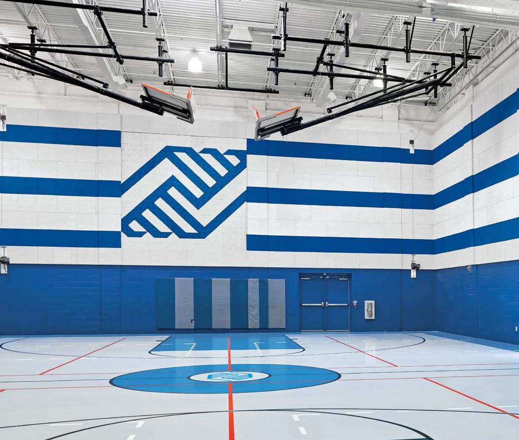 Tectum Panel Art and Direct-Attach wall panels in White and custom colors; Boys & Girls Club of Lancaster, Lancaster, PA Direct-Attach 1X Furring Strips 24" o.c. or Equal Tectum