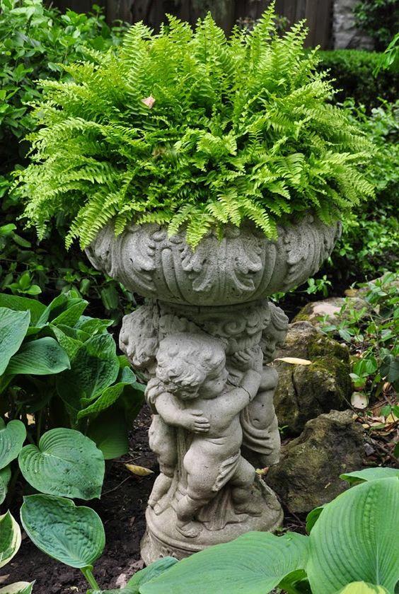 A touch of Romance graces this small garden area with a Cherub Urn which displays a beautiful