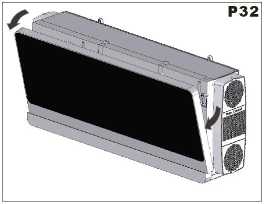 3.12 FRONT PANEL FUNCTION (P33) P33 When the unit starts working, the front panel and flap opens completely. 15 seconds later, the indoor fan and compressor work according to mode setting.