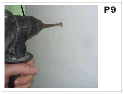 DRAINAGE HOLE (P8) This air conditioner has a system to drain the condensate moisture automatically. Please read carefully the following instruction. Drill a hole through the wall measuring 1.