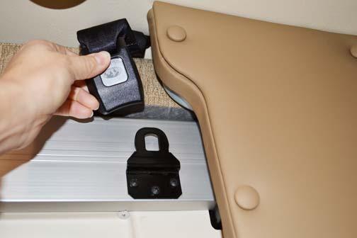 Security Latch Handle accessible through front sofa opening To lower the Loft Bed for use 1. Unfasten the safety belt.
