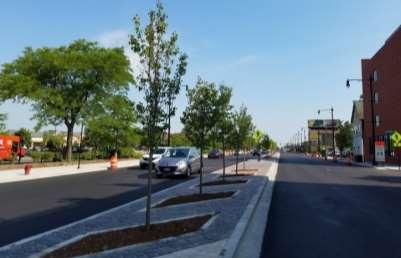 Provide for landscaped median and pedestrian