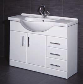 00 8278 Windsor 105 White H 84 W 105 D 48.5 449.00 8281 Windsor 120 White H 84 W 120 D 48 549.00 8250 Windsor vanity basin units are finished in white gloss.