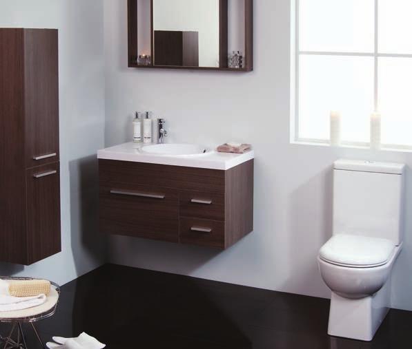 Banff & Vista Furniture Banff Wenge Tall Storage, Vista Wenge Vanity Unit & Modena Toilet Elegance meets practicality in Vista. The wall hung units allow you to free up more of your valuable space.