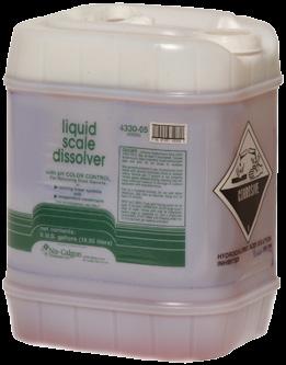 Scale Removal/Descaling Liquid Scale Dissolver A hydrochloric (muriatic) acid formulated to remove calcium scales from cooling towers and other water-cooled equipment.