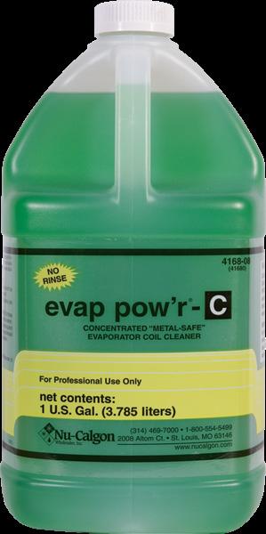 Coil Cleaners Evap Pow r A no rinse product formulated for cleaning evaporator coils. It is metal-safe, and it cleans and emulsifies even the most stubborn soils and deposits.