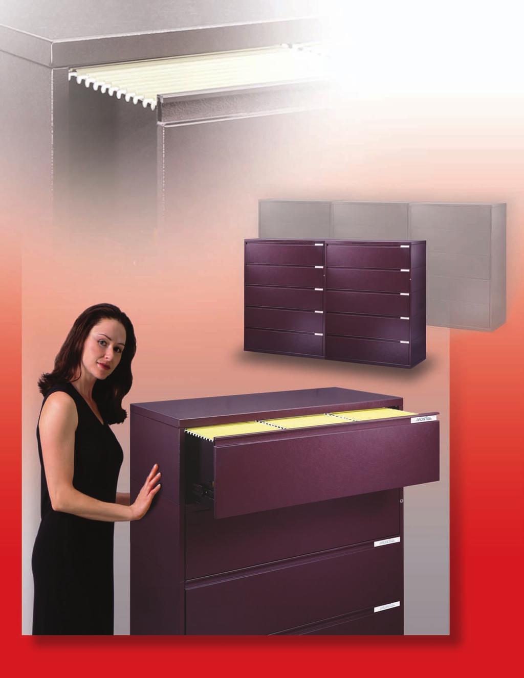Fully accessible filing in all 5 drawers at a height of only 56 1 2" Provides 50% more filing capacity than conventional files Stackable quick & easy changes 10 5/8" low profile drawers Eliminate