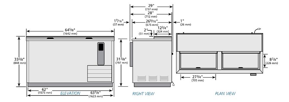 True Food Service Equipment TD-65-24-S Item#:80A Model: Underbar Refrigeration: TD-65-24-S Solid Slide Lid Stainless Steel Deep Well Horizontal Bottle Cooler Standard Features DESIGN True s