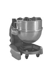 Self-centering, with four rubber-tired wheels for easy portability when moving large bowls for floor model mixers.