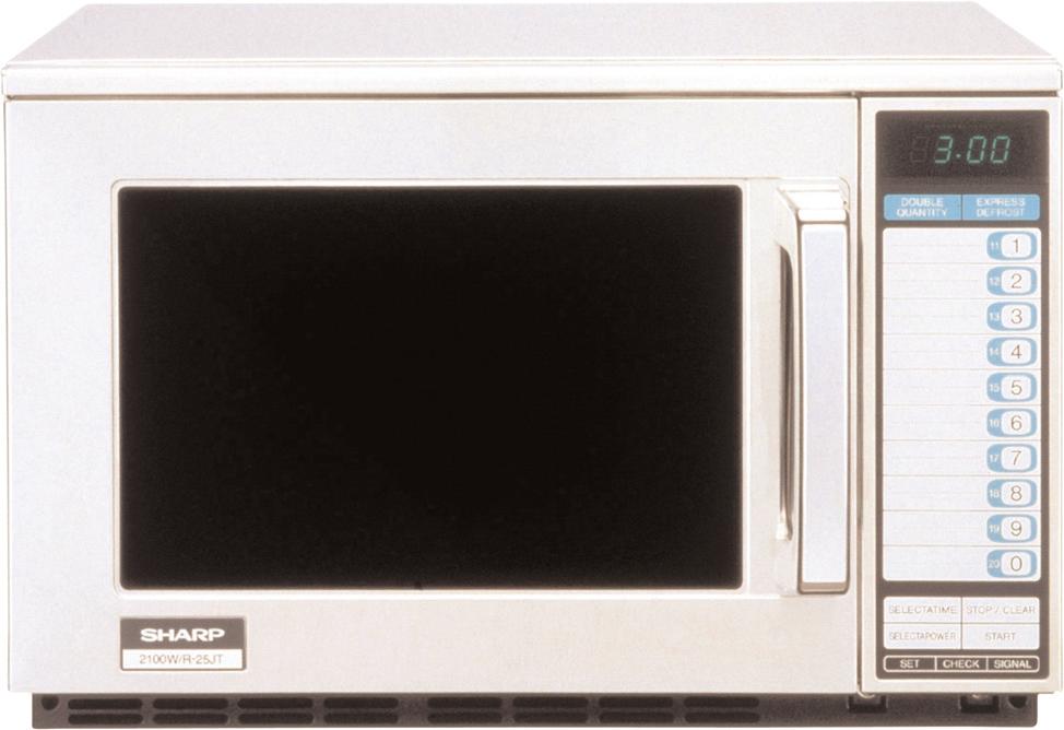 Sharp R-23GTF Item#:43 R-25JTF, R-24GTF, R-23GTF, R-22GTF, R-22GVF Heavy-Duty Commercial Microwave Ovens R-25JTF, R-24GTF, R-23GTF, R-22GTF R-22GVF These space-efficient commercial microwave ovens