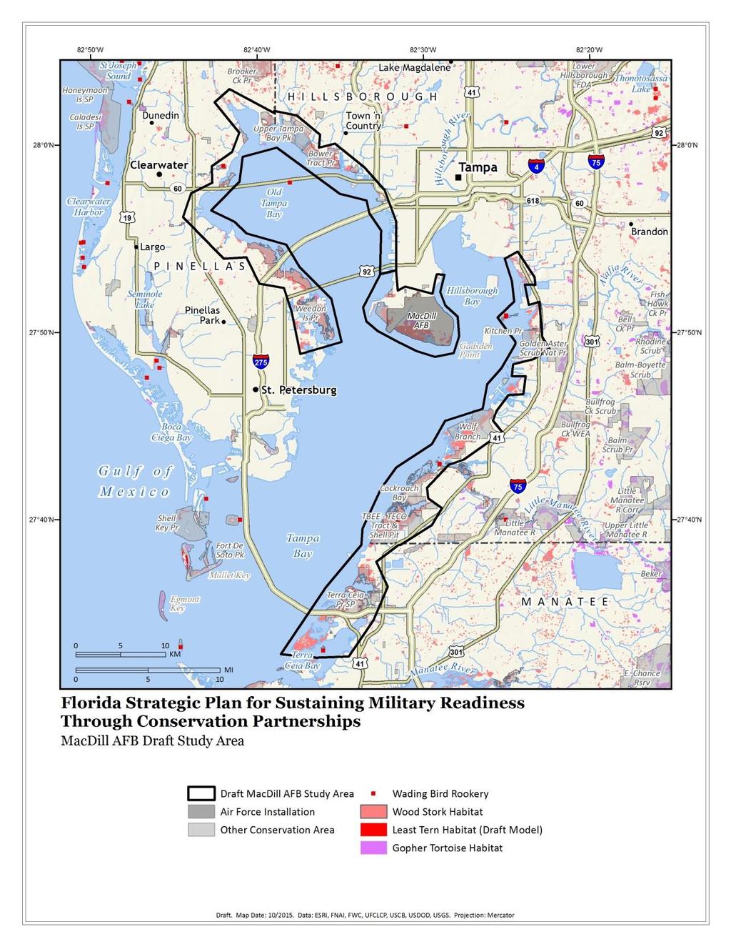 Draft Study Areas: MacDill AFB Based primarily on wetland and seagrass related conservation/ mitigation opportunities
