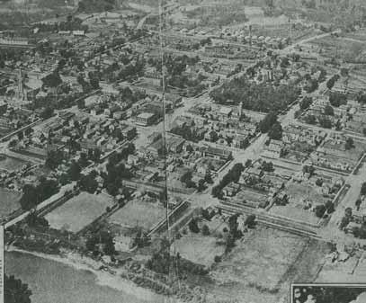 Aerial photo from 1921 of downtown Chaska.