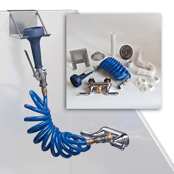 Plumbing Options Complete Veterinary Plumbing Kit for Grooming/Bathing Tubs A complete plumbing kit which may be used for all QualServ stainless steel grooming/bathing tubs.
