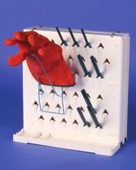 This holder attaches easily to all Lab-Aire II Dryers and keeps gloves open for external as well as internal drying.