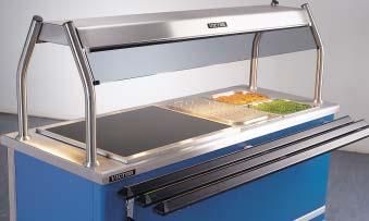 shown 1210 Junior height with bains marie top, Tray slide and heated full height glass gantry.