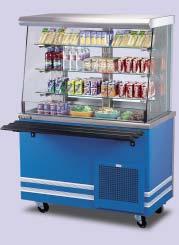 Optional Extra Night Blind Showline Closed Front Multi-tier Gastronorm compatible refrigerated food display counter With double glazed sliding doors to rear, designed to achieve a balanced air