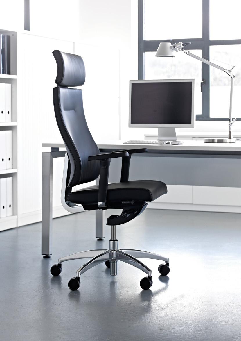 Vibe 10 DAA MT_ high back managerial chair with black plastic back and optional adjustable arms with polished metal
