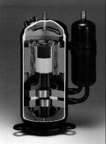Upper casing Motor rotor Discharge tube Suction tube Accumulator Motor stator Compression unit (2-cylinder) Main casing Fig.