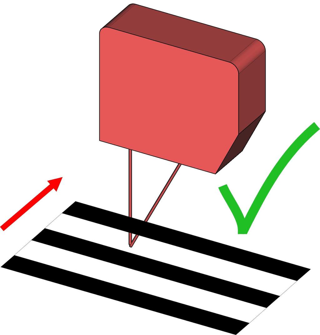 In the case of colour gradients the sensor should be aligned in such a way that the transmitter receiver line is as parallel as possible to the colour edge. 6.