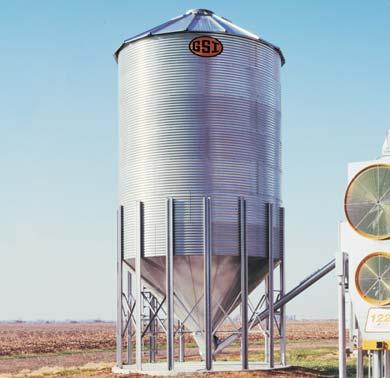 GSI Bulk Feed Tanks are available in 6, 7, 9, 12, and 15 diameters and range in capacities up to 3182 bushels (77 metric tons).