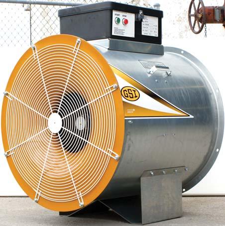 These fans operate at a reduced noise level and are designed to accommodate a variety of heaters for use on drying bins where higher capacities are required.