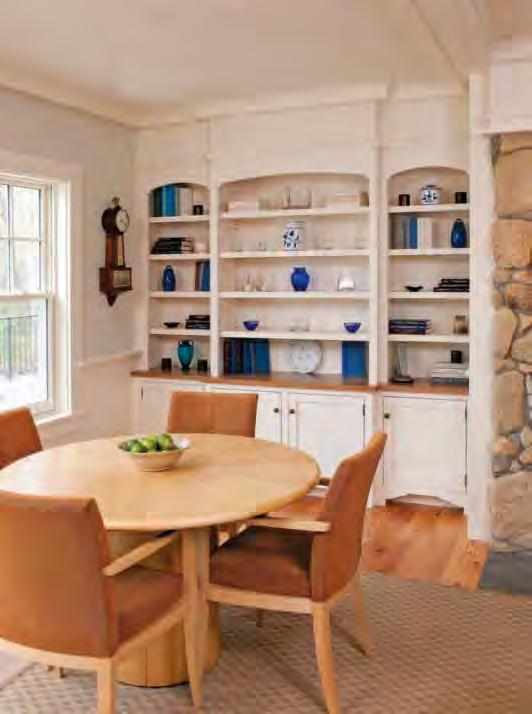It reflects the Scandinavian heritage of the homeowner and adds a unique flavor to the traditional, shingle style cottage, while at the same time being a near perfect match for the blue water outside