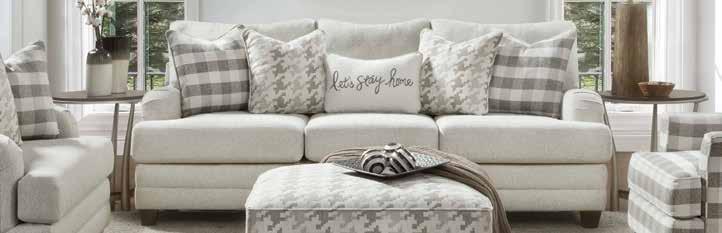 795 1000 HANDMADE 94-INCH CHARLES OF LONDON SOFA Wool-feel fabric and five toss pillows in soft grey tones give this refined