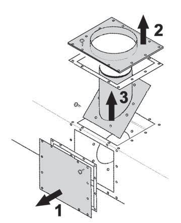If installing co-linear venting, see instructions supplied with the co-linear adapter. 1. Remove the rear outlet cover plate and seal by unscrewing 12 screws.