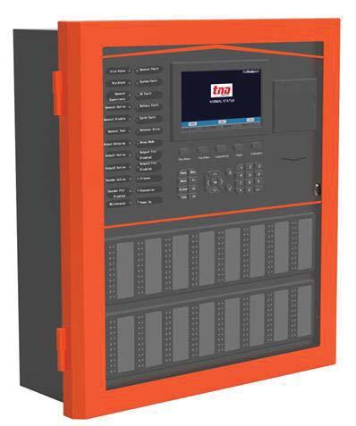 Intelligent addressable fire alarm control panel Input current consumption: Panel rating: Batteries: Networking and Interfaces Panel to panel communication: Number of panels: Interface port: System